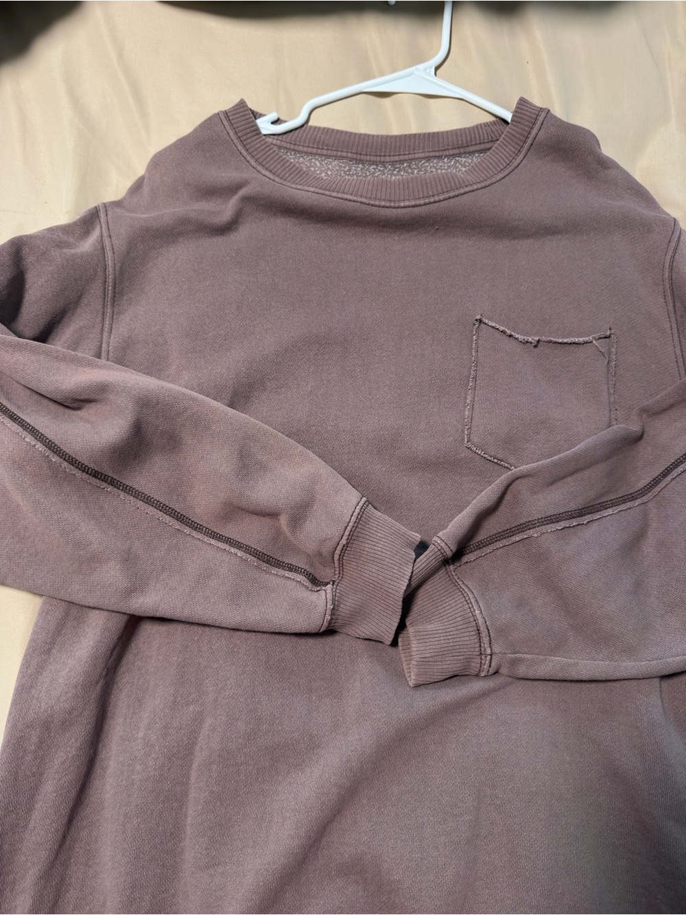 aerie Crewneck Pocket Sweatshirt in Dusty Mauve
